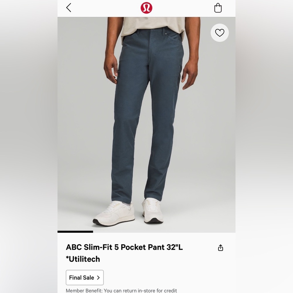 Lululemon Men's ABC Slim Fit Pants 5-Pocket *Utilitch Size 32 x 30
